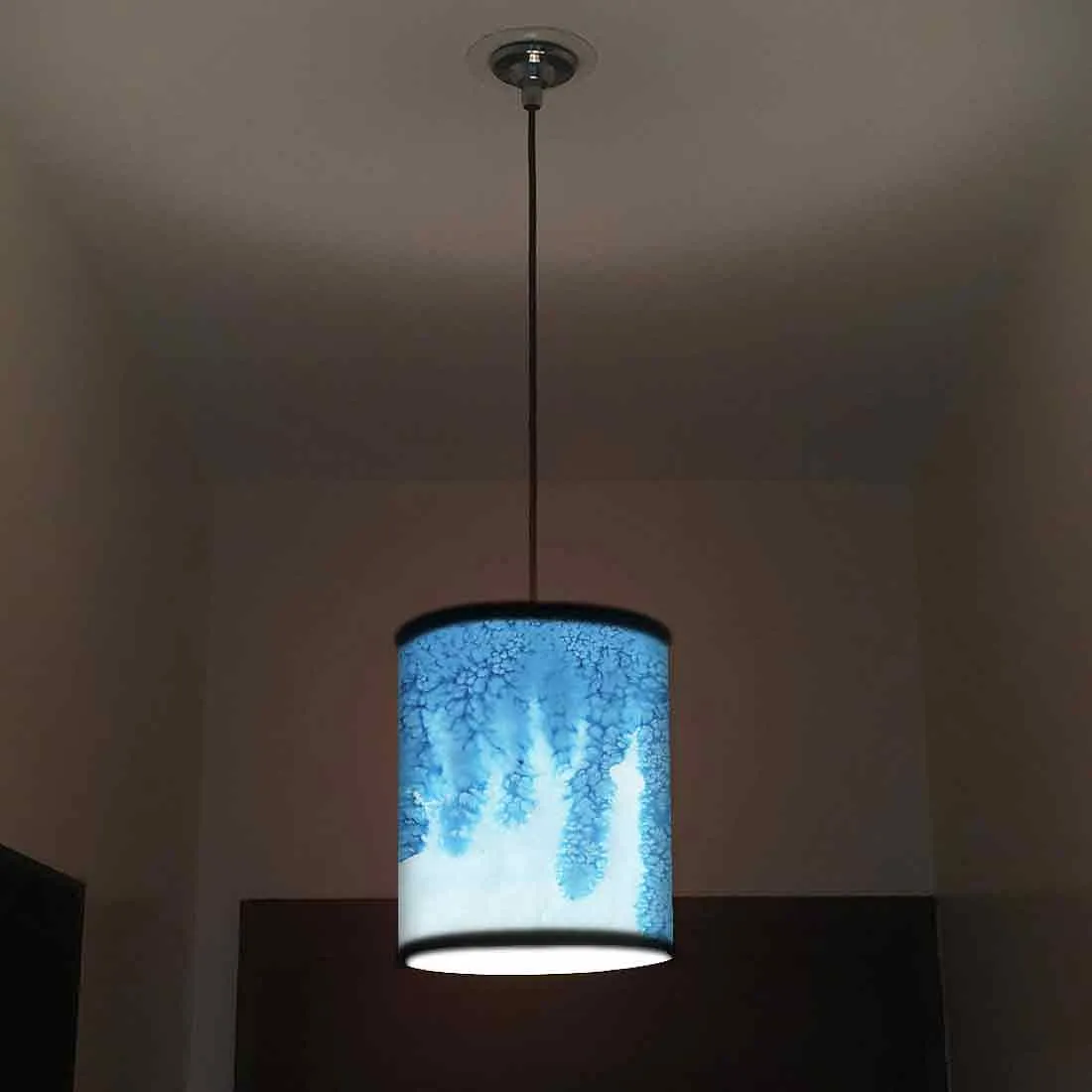 Ceiling Hanging Pendant Lamp Shade - Arctic Blue Space Watercolor