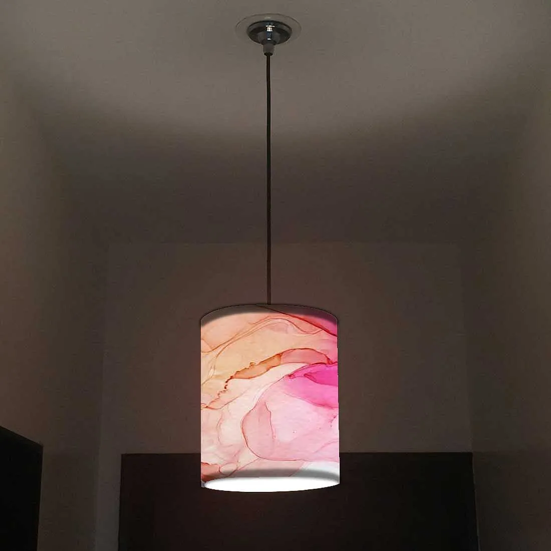 Ceiling Hanging Pendant Lamp Shade - Pink Golden Ink Watercolor