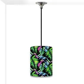 Ceiling Hanging Pendant Lamp Shade - Purple And Green Tropical Leaf