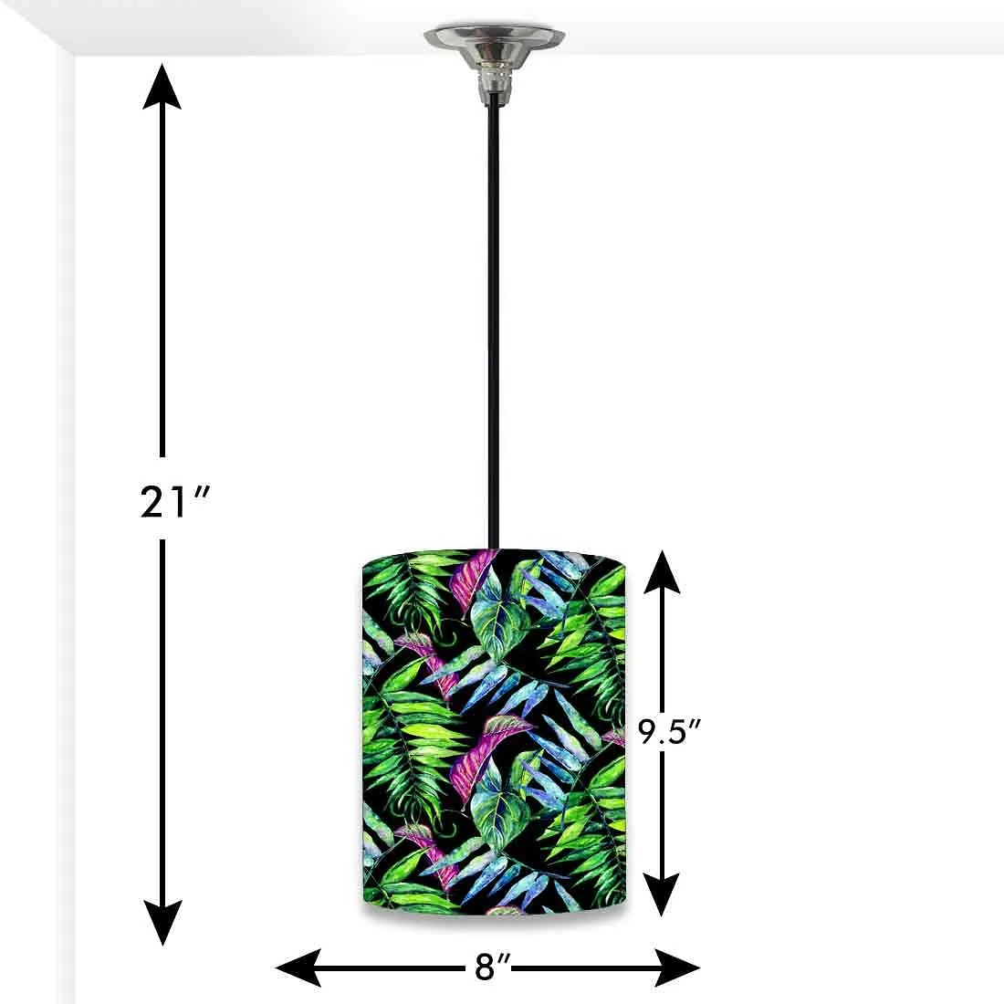 Ceiling Hanging Pendant Lamp Shade - Purple And Green Tropical Leaf