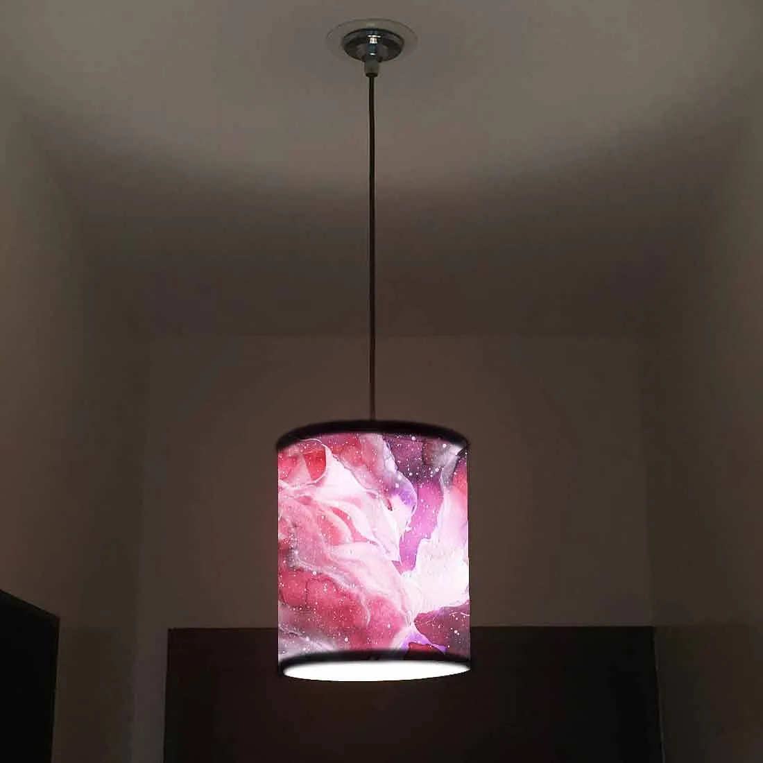 Ceiling Hanging Pendant Lamp Shade - Space Pink Watercolor