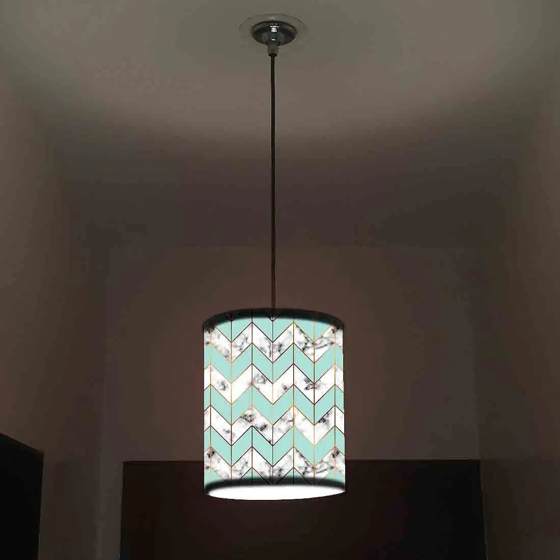 Ceiling Hanging Pendant Lamp Shade - White Green Marble Pastle