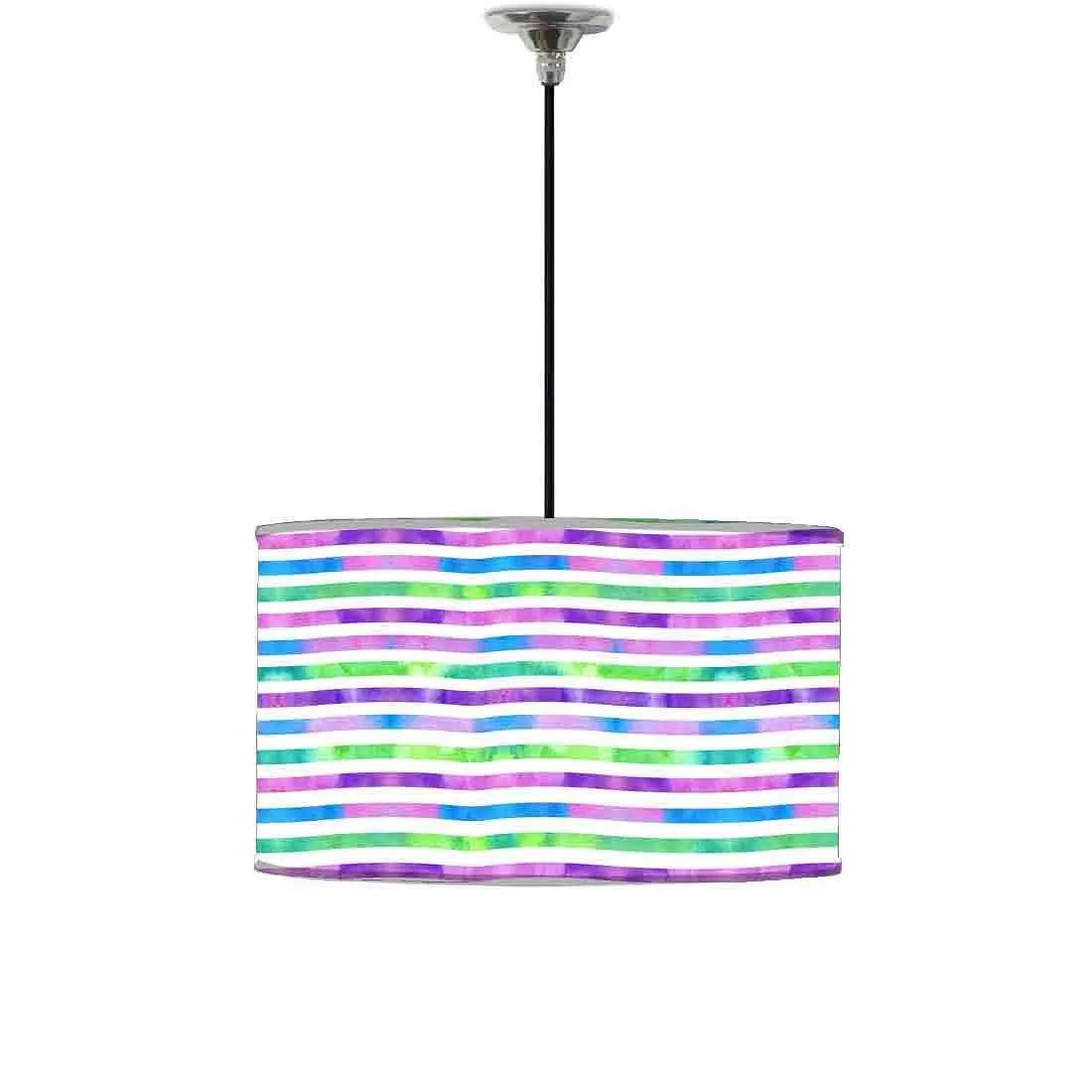 Ceiling Lamp Hanging Drum Lampshade - Colorful Strips
