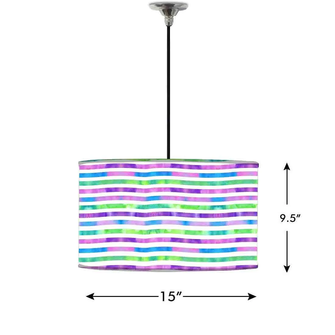 Ceiling Lamp Hanging Drum Lampshade - Colorful Strips