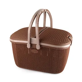 CELLO Knits Style Shopping Basket, Brown, Plastic, Pack of 1, Port