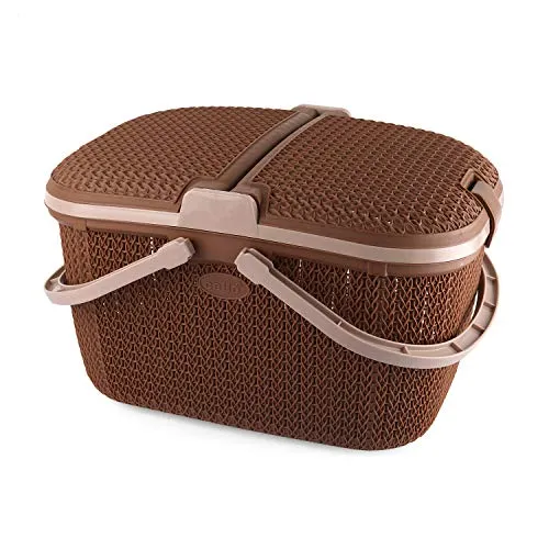CELLO Knits Style Shopping Basket, Brown, Plastic, Pack of 1, Port