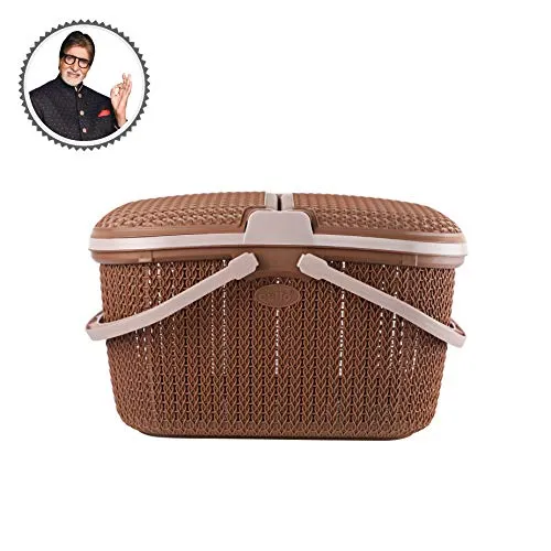CELLO Knits Style Shopping Basket, Brown, Plastic, Pack of 1, Port