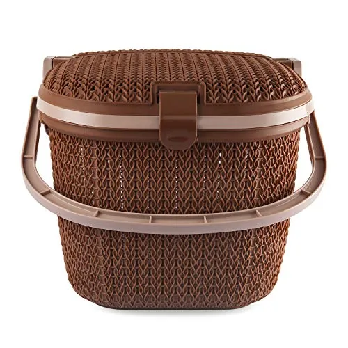 CELLO Knits Style Shopping Basket, Brown, Plastic, Pack of 1, Port