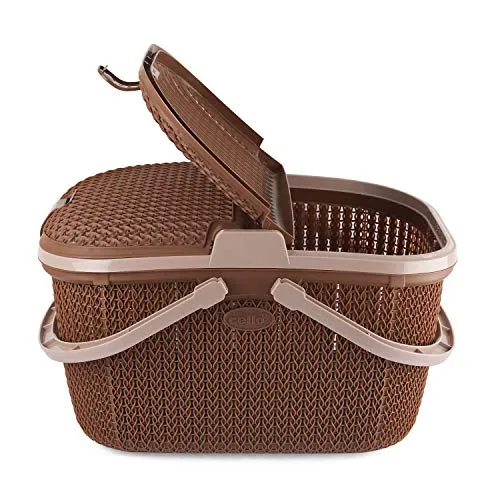 CELLO Knits Style Shopping Basket, Brown, Plastic, Pack of 1, Port