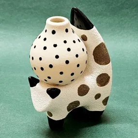 CERAMIC VASE ON CAT STAND