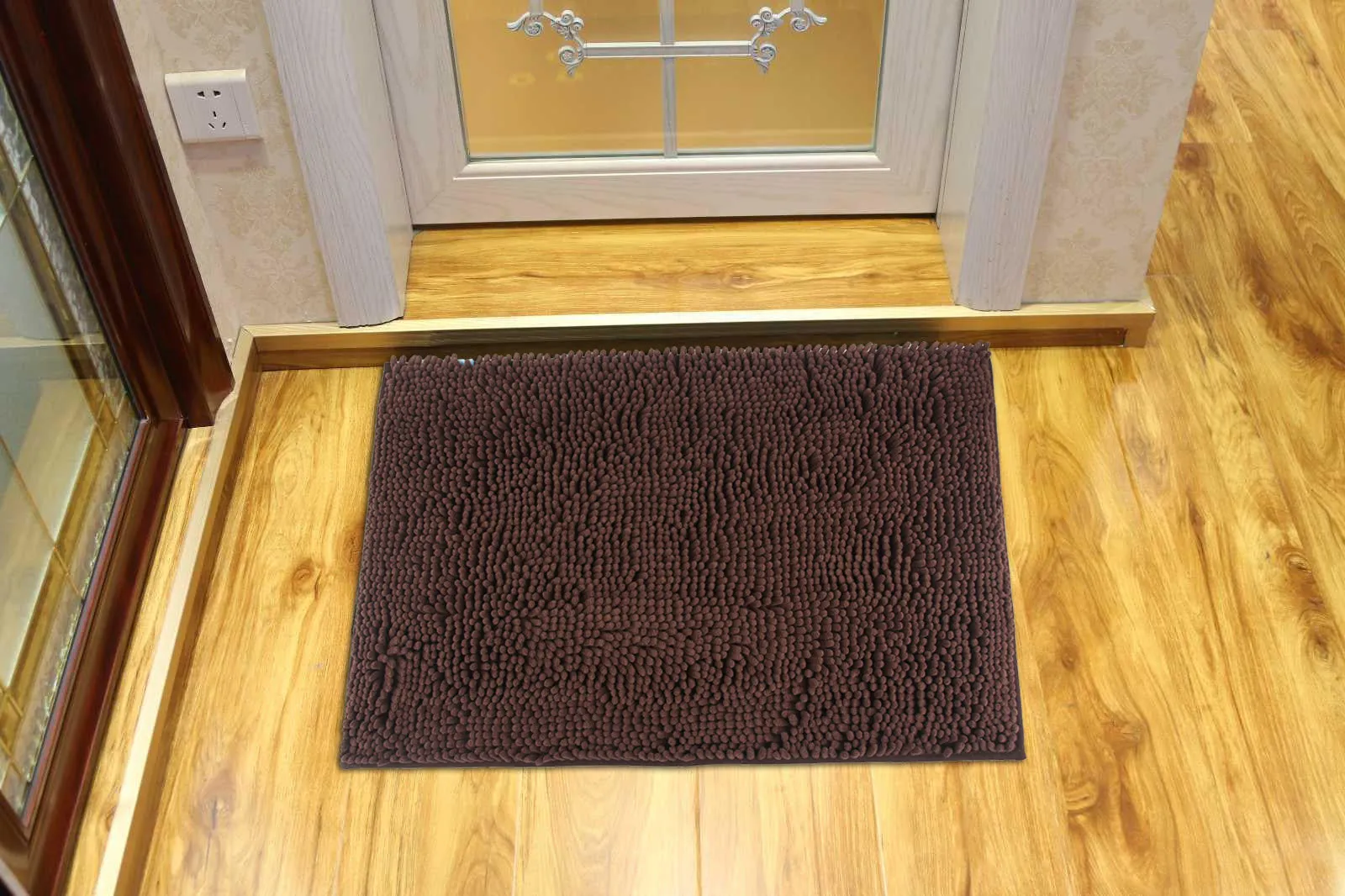 Chenille Accent Rug, 18 x 28 in, Coffee Brown