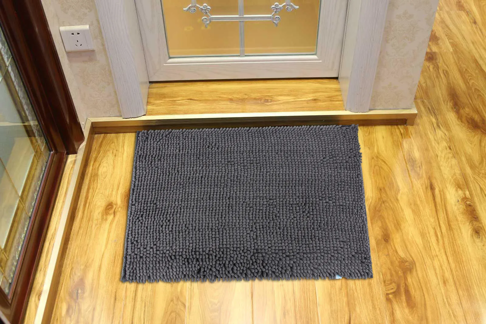 Chenille Accent Rug, 18 x 28 in, Pewter Grey