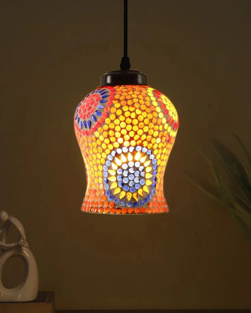 Classic Style Mosaic Glass Hanging Lamp | 4.5 x 20 inches