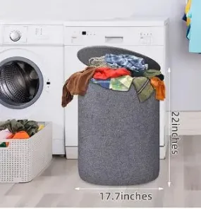 Collapsible Bamboo and Oxford Laundry Hamper