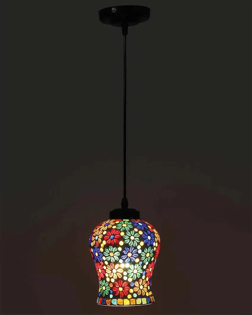 Colorful Little Florals Mosaic Glass Hanging Lamp | 4.5 x 20 inches