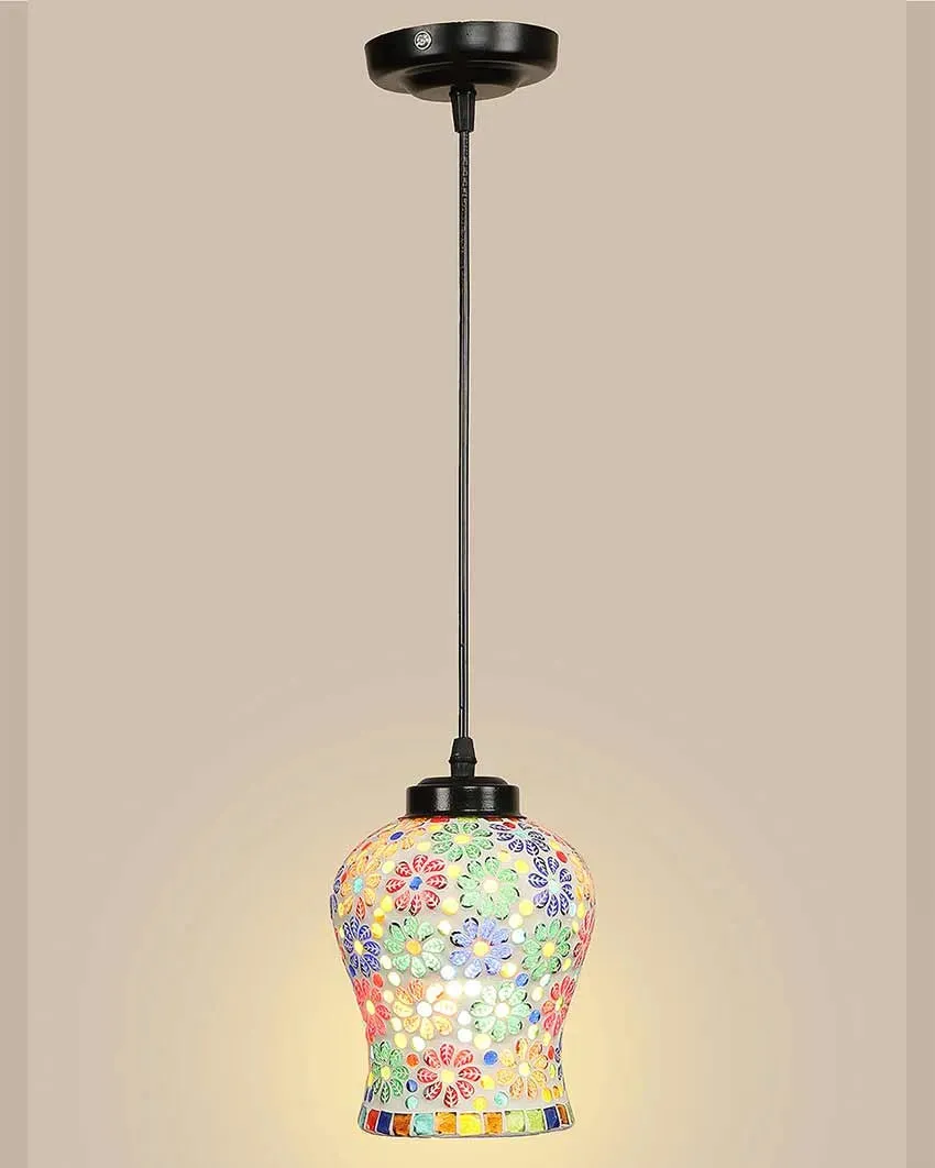 Colorful Little Florals Mosaic Glass Hanging Lamp | 4.5 x 20 inches