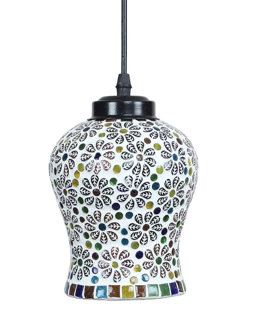 Colorful Little Florals Mosaic Glass Hanging Lamp | 4.5 x 20 inches