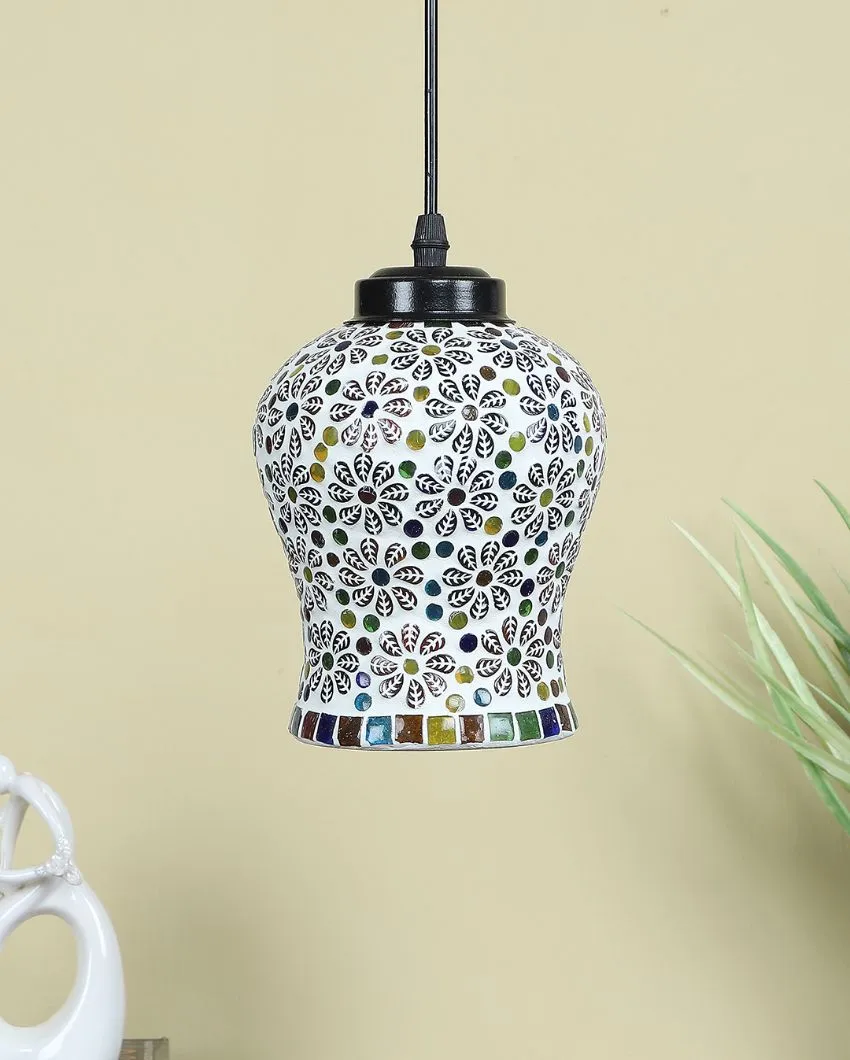 Colorful Little Florals Mosaic Glass Hanging Lamp | 4.5 x 20 inches