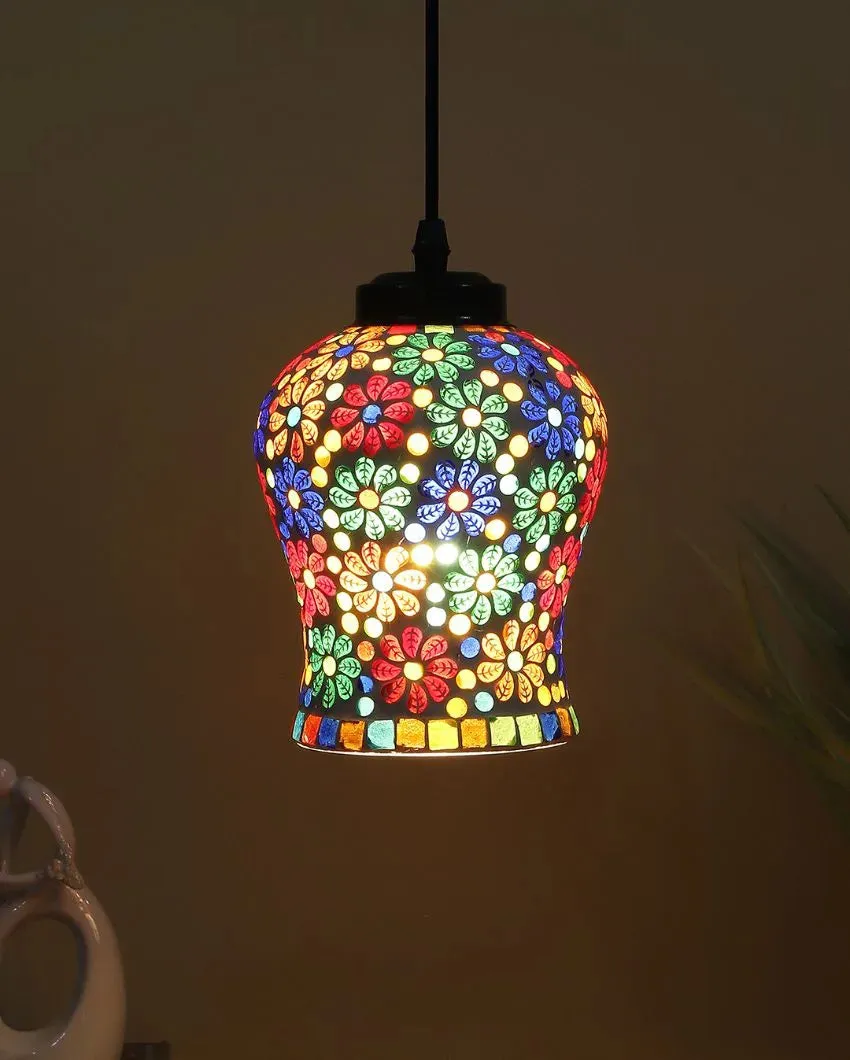 Colorful Little Florals Mosaic Glass Hanging Lamp | 4.5 x 20 inches