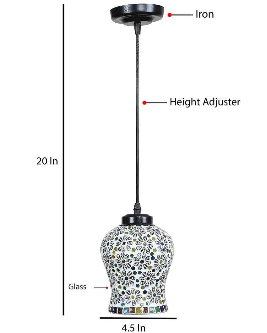 Colorful Little Florals Mosaic Glass Hanging Lamp | 4.5 x 20 inches