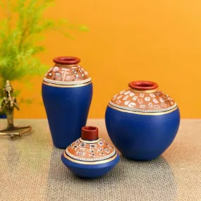 Consus Tribal Terracotta Vase - Set Of Three