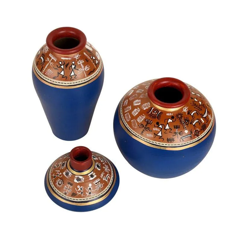 Consus Tribal Terracotta Vase - Set Of Three