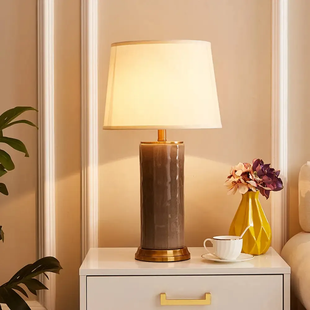 Contemporary Green/Coffee Barrel Reading Book Light – Stylish 1-Head Task Lighting with Fabric Shade