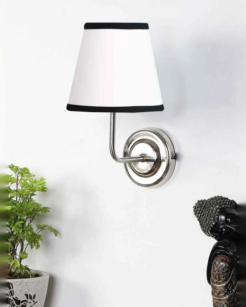Contrast White & Black Cotton Wall Mounted Lamp With Steel Base | 7 x 6 x 10 inches
