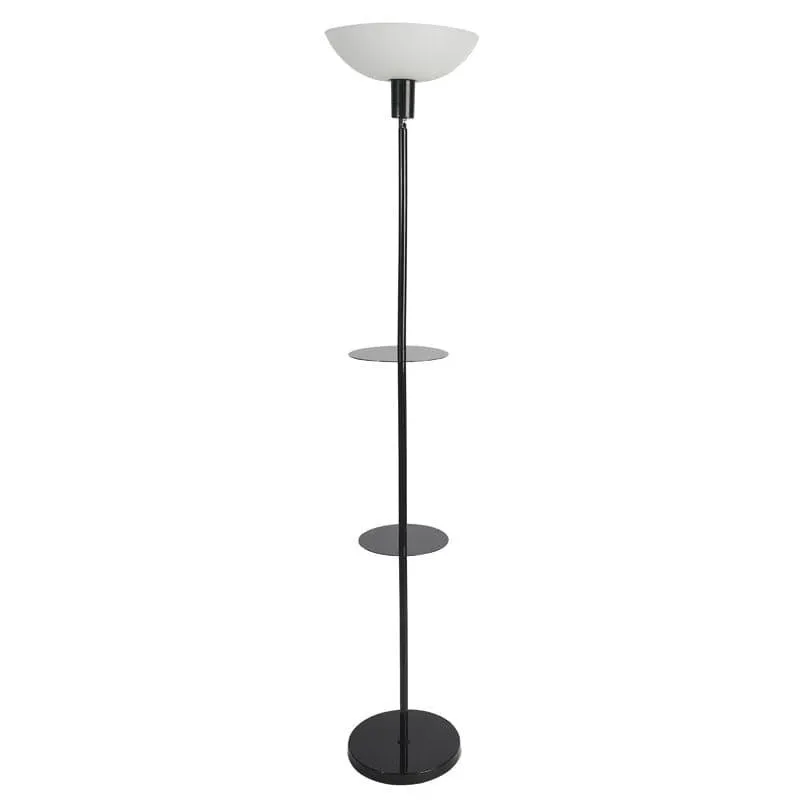 Corvina Black Floor Lamp With Shelf