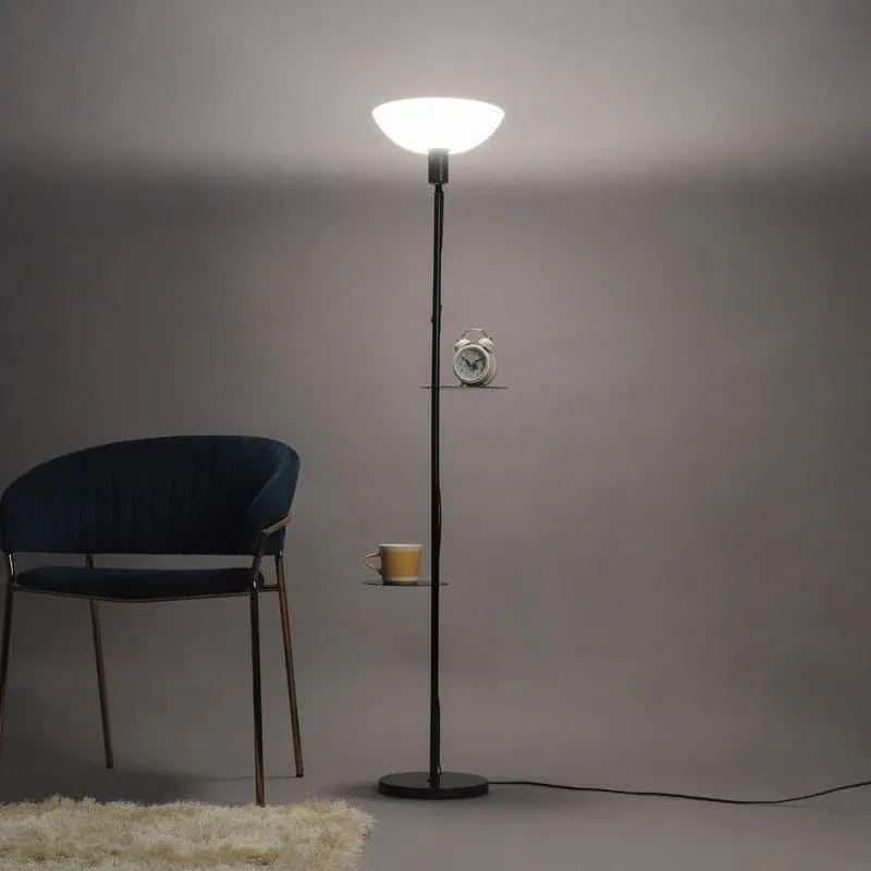 Corvina Black Floor Lamp With Shelf