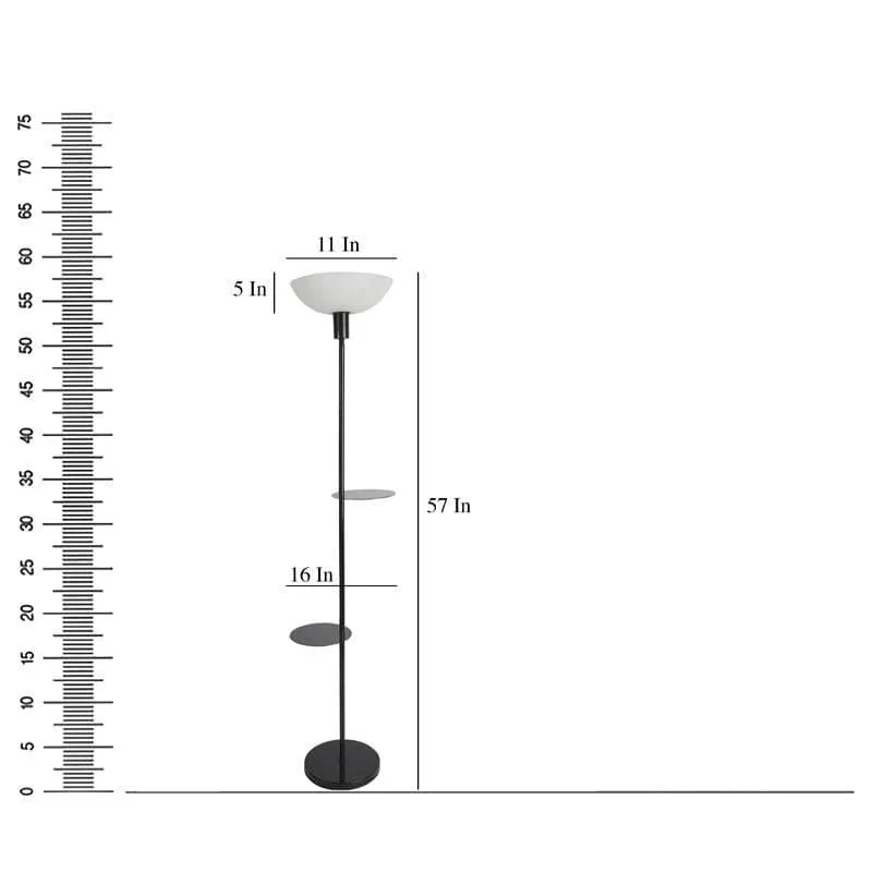 Corvina Black Floor Lamp With Shelf