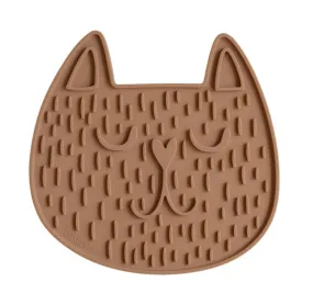 Dexypaws Purrr-lick Cat Face Enrichment Licking Mat Brown Cat Dog