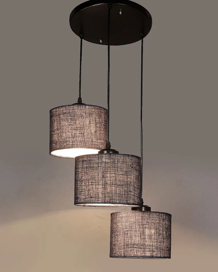 Elegant Jute Round Drum Cluster Hanging Lamp