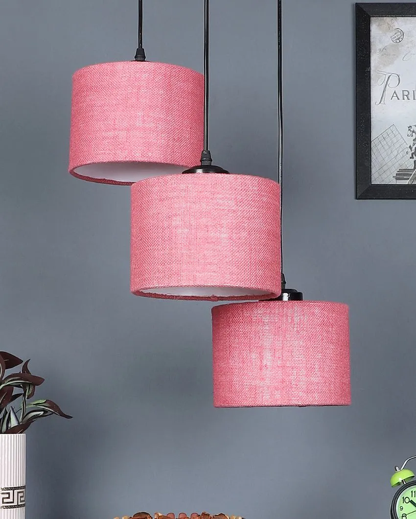 Elegant Jute Round Drum Cluster Hanging Lamp