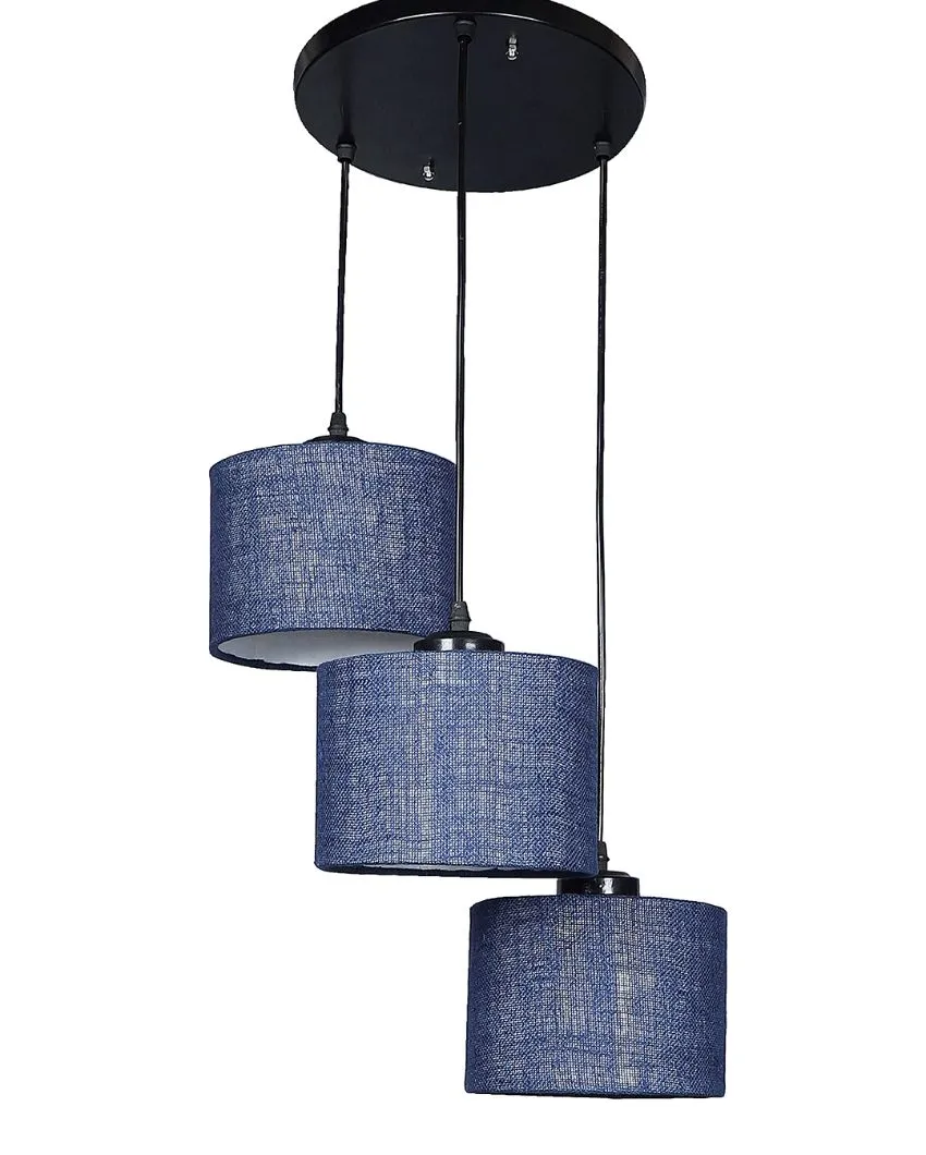 Elegant Jute Round Drum Cluster Hanging Lamp