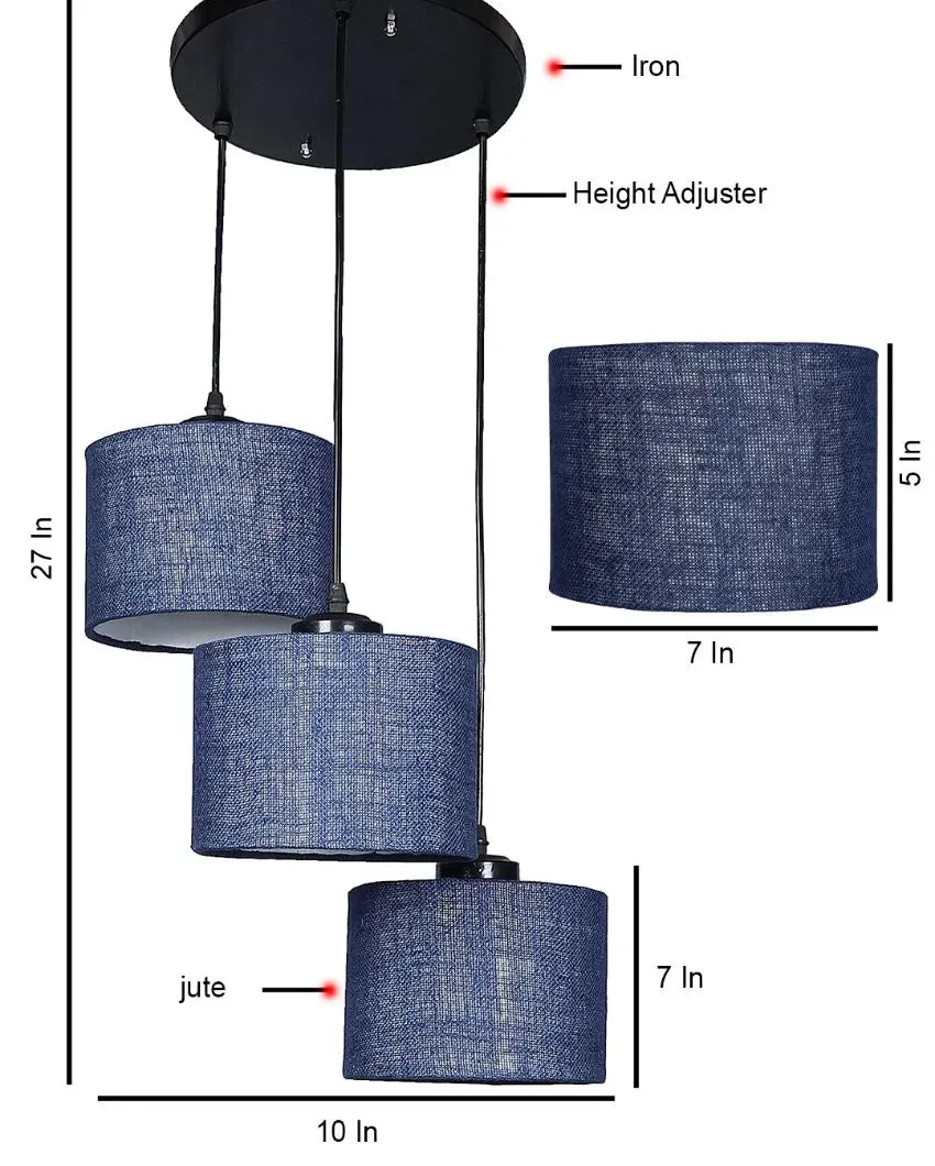 Elegant Jute Round Drum Cluster Hanging Lamp