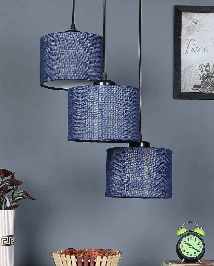 Elegant Jute Round Drum Cluster Hanging Lamp