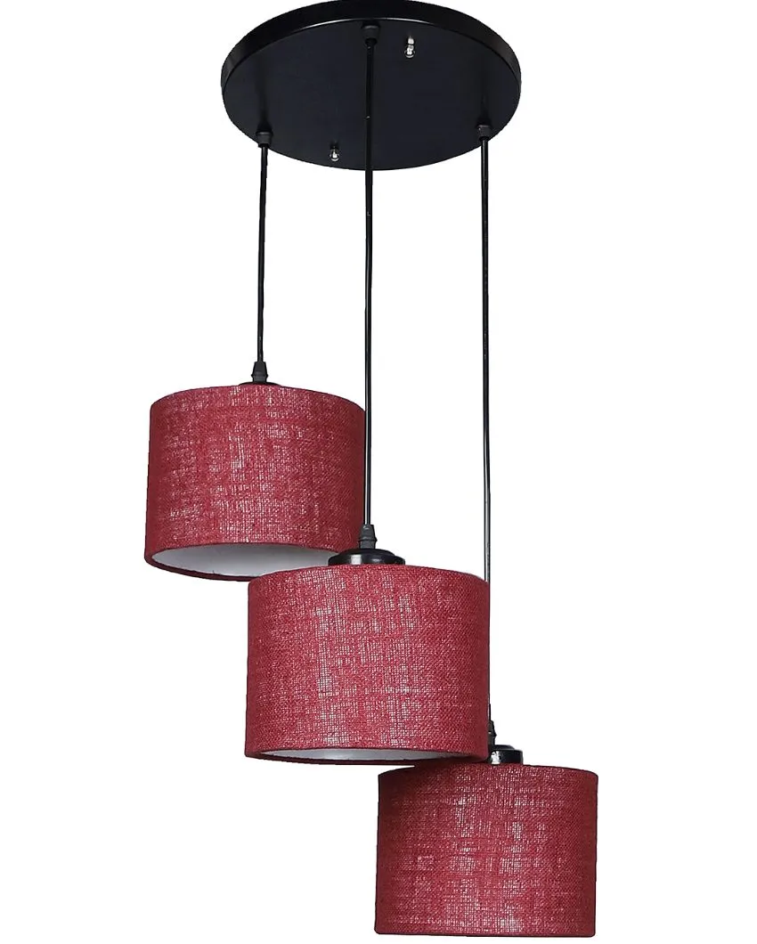 Elegant Jute Round Drum Cluster Hanging Lamp