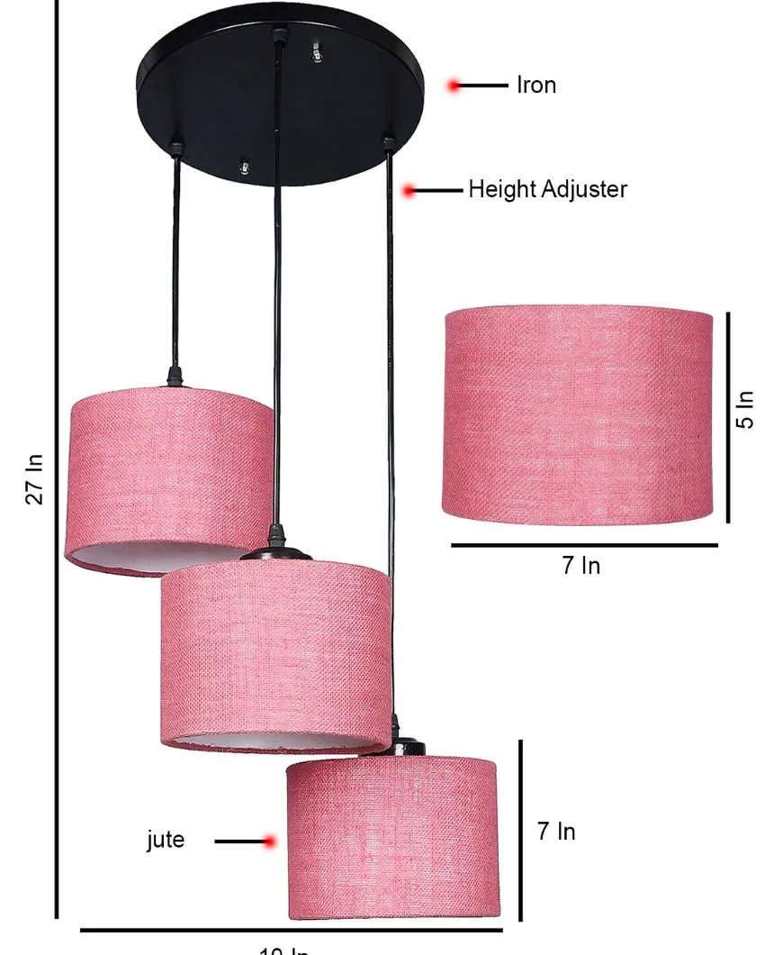Elegant Jute Round Drum Cluster Hanging Lamp