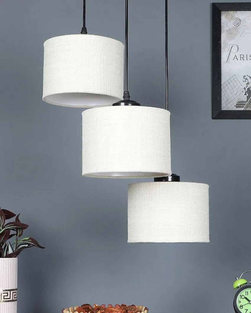 Elegant Jute Round Drum Cluster Hanging Lamp