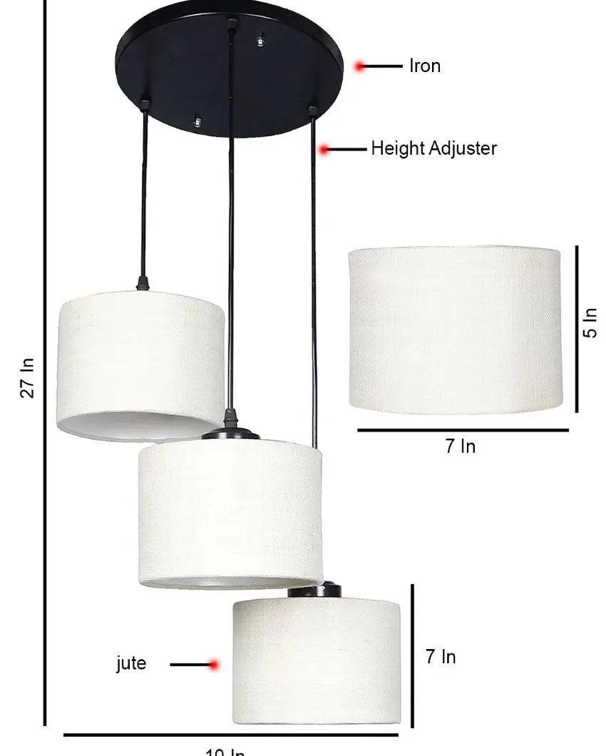 Elegant Jute Round Drum Cluster Hanging Lamp
