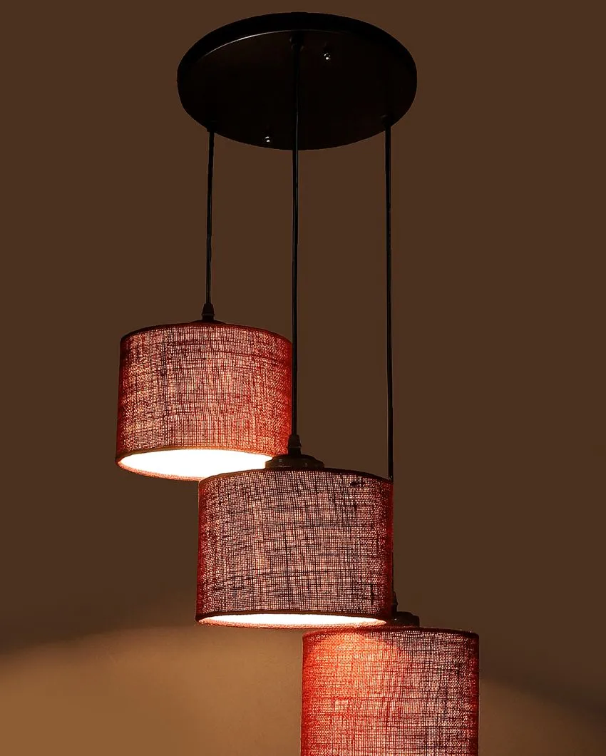 Elegant Jute Round Drum Cluster Hanging Lamp