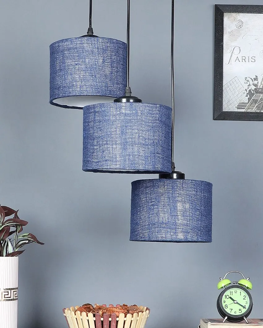 Elegant Jute Round Drum Cluster Hanging Lamp