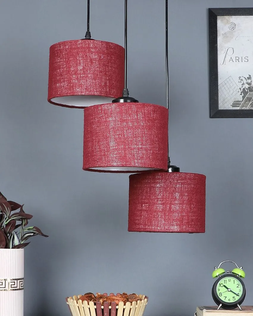 Elegant Jute Round Drum Cluster Hanging Lamp