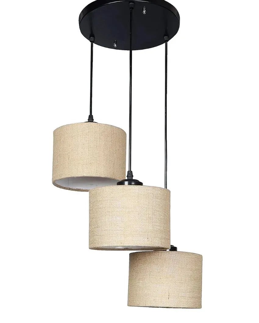 Elegant Jute Round Drum Cluster Hanging Lamp