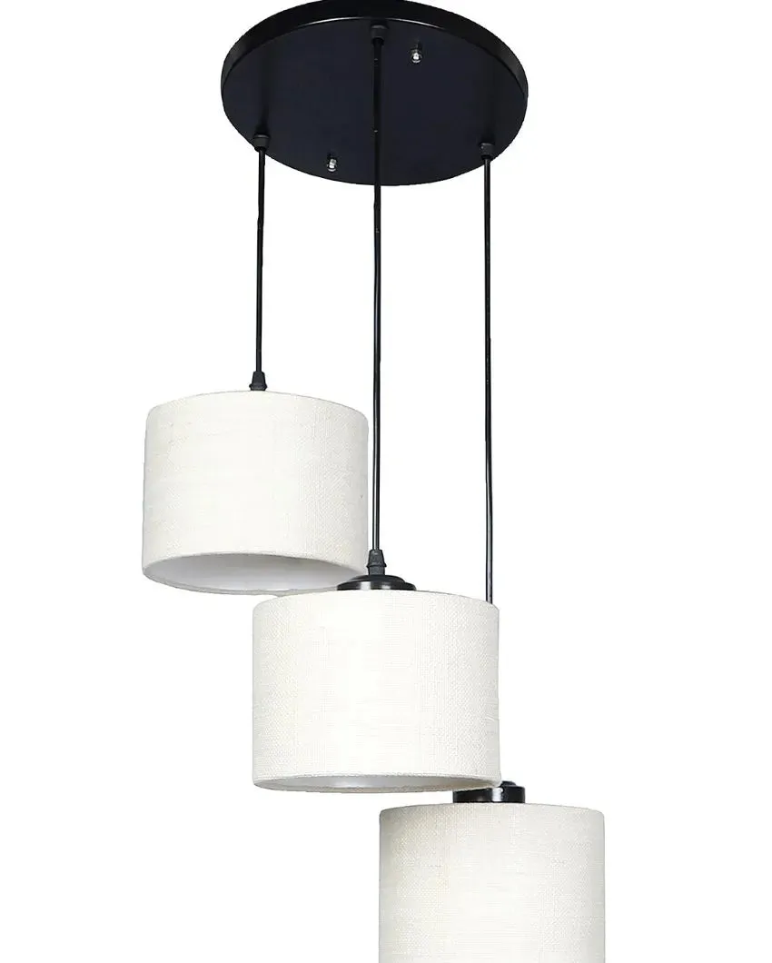 Elegant Jute Round Drum Cluster Hanging Lamp