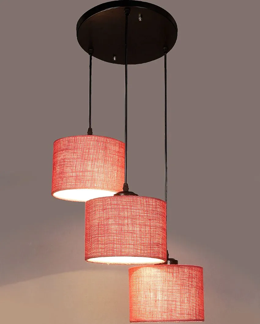 Elegant Jute Round Drum Cluster Hanging Lamp
