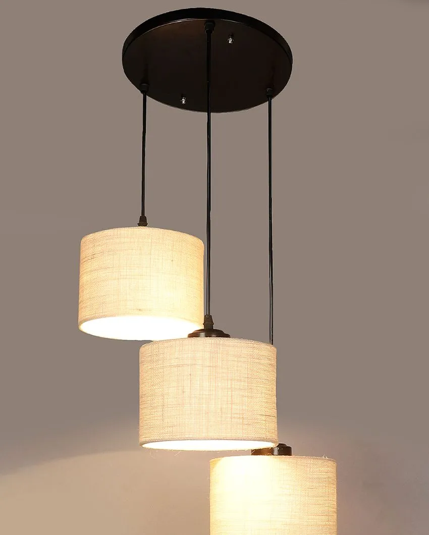 Elegant Jute Round Drum Cluster Hanging Lamp