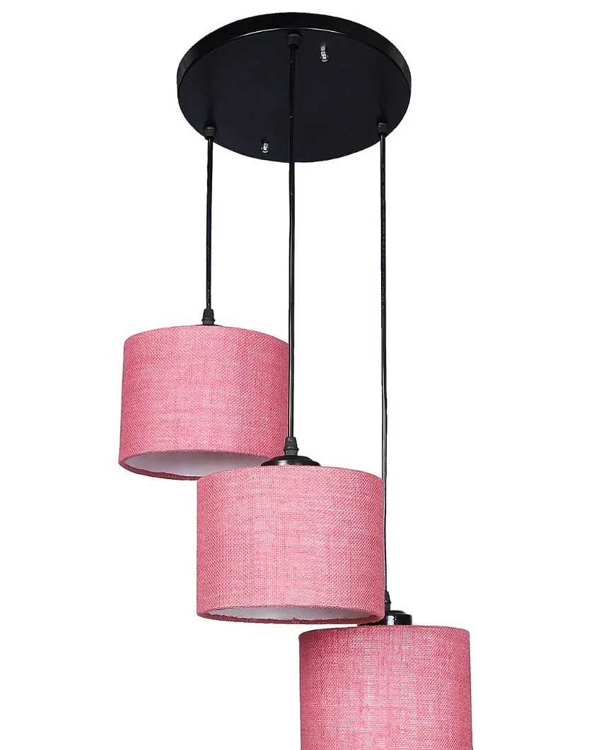 Elegant Jute Round Drum Cluster Hanging Lamp
