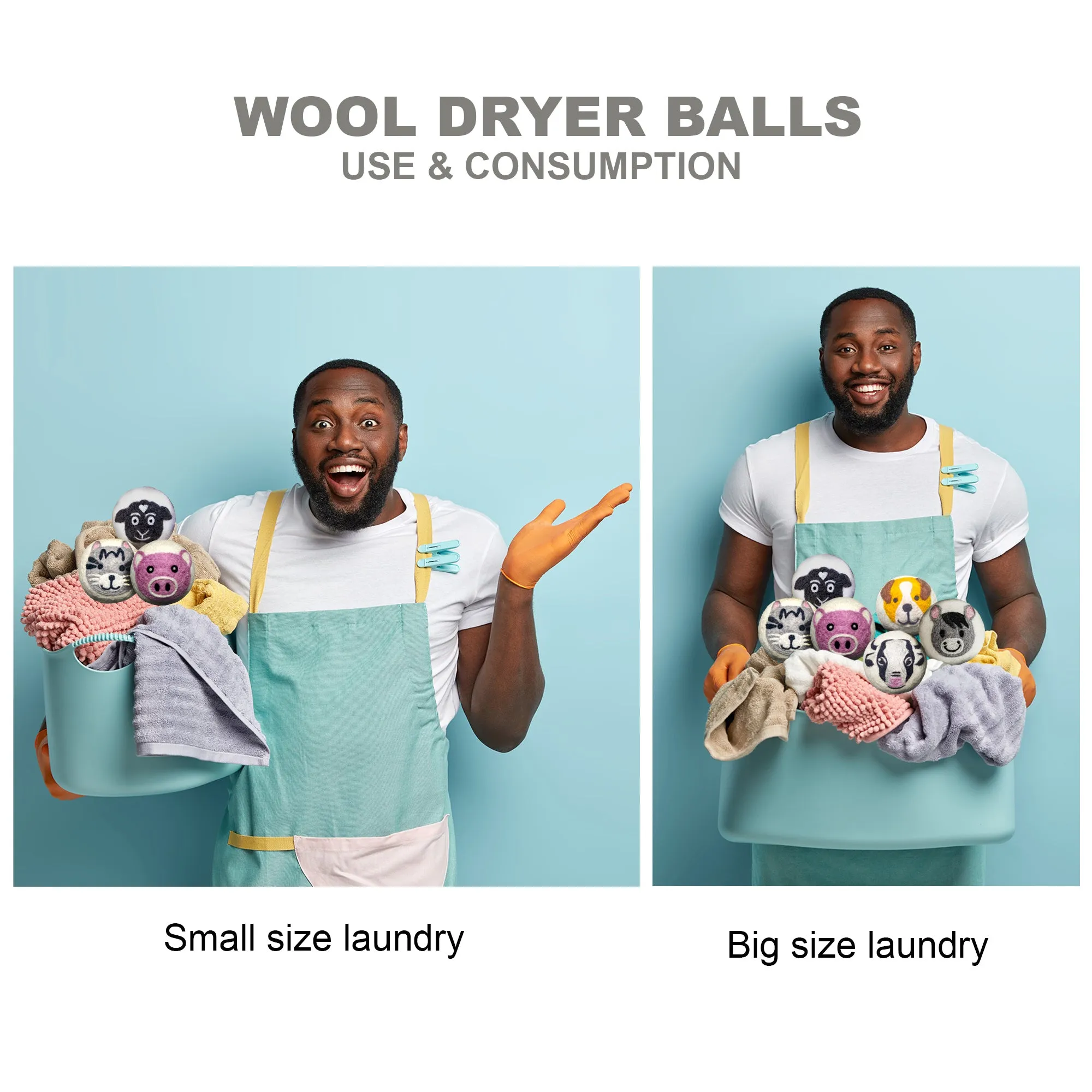 Farm Pet Wool Dryer Balls XL Organic Laundry Fabric Softener 6-Pack